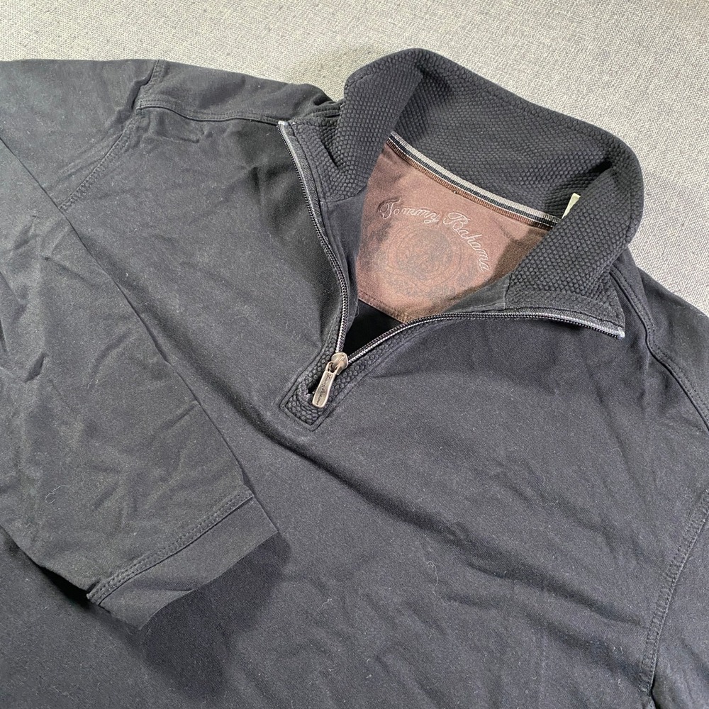 Tommy‎ Bahama Mens Black Pima Cotton Blend 1/4 Zip Pullover Shirt Size Small